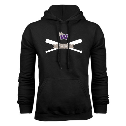  Black Fleece Hoodie - Baseball Crossed Bats Design