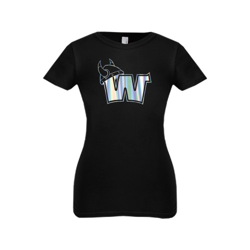  Next Level Girls Black Fashion Fit T Shirt - Waldorf W Foil
