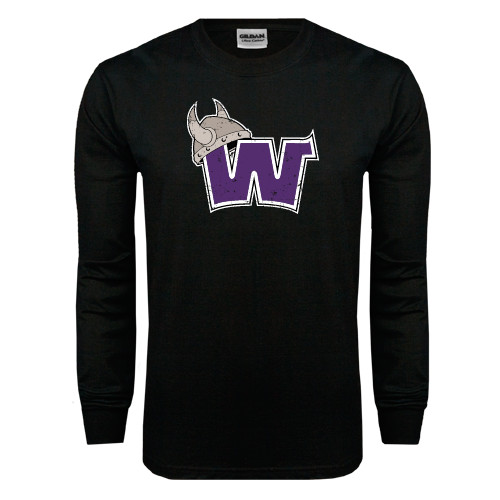  Black Long Sleeve T Shirt - Waldorf W Distressed
