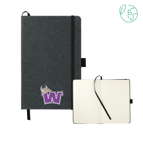  5.5 x 8.5 Black FSC Mix Recycled Leather Bound Journal - Waldorf W