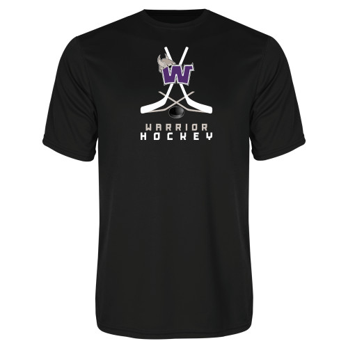  Black Performance Tee - Hockey Sticks Design