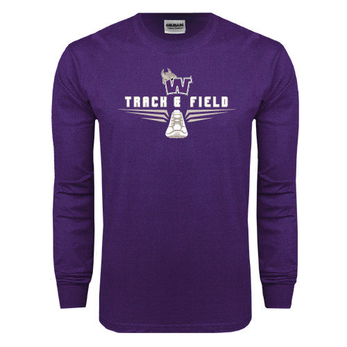  Purple Long Sleeve T Shirt - Track and Field Design