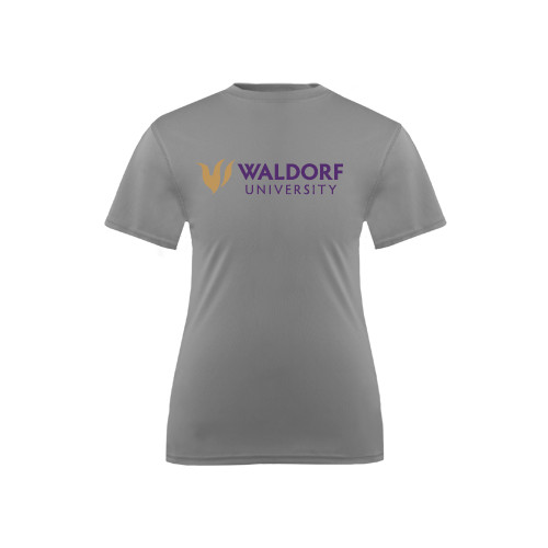  Youth Performance Grey Concrete Tee - Waldorf University Academic Mark Flat