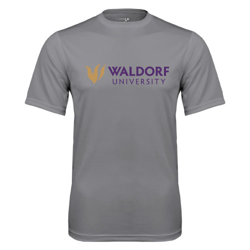  Grey Concrete Performance Tee - Waldorf University Academic Mark Flat