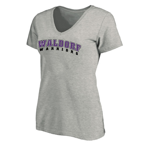  Womens Plus Heather Grey V Neck T Shirt - Arched Waldorf Warriors