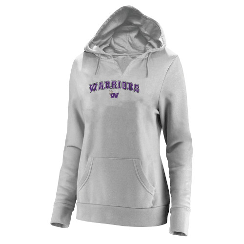  Womens Plus Heather Grey Hoodie - Arched Warriors w/ Waldorf W