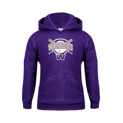  Youth Purple Fleece Hoodie - Softball Bats and Plate Design