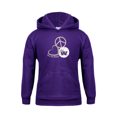  Youth Purple Fleece Hoodie - Peace