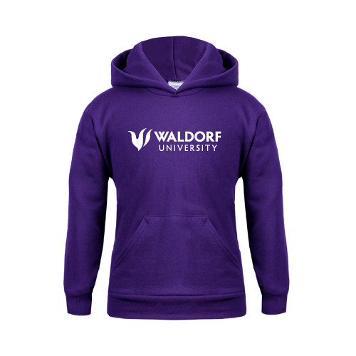  Youth Purple Fleece Hoodie - Waldorf University Academic Mark Flat