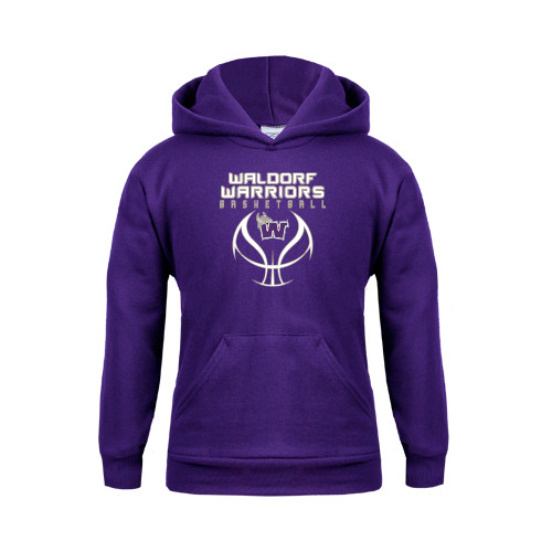  Youth Purple Fleece Hoodie - Basketball Stacked Design