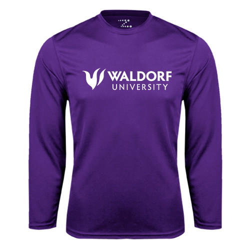  Purple Performance Long Sleeve Shirt - Waldorf University Academic Mark Flat