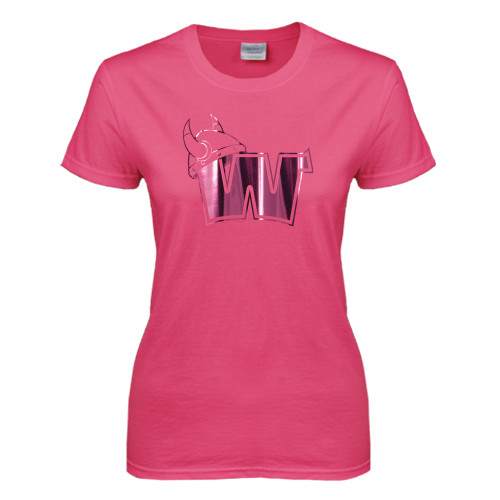  Womens Hot Pink Short Sleeve Tee - Waldorf W Foil