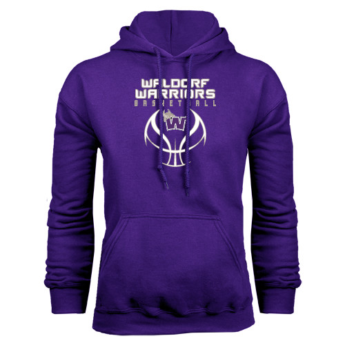  Purple Fleece Hoodie - Basketball Stacked Design