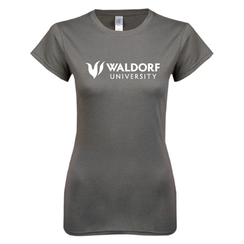  Next Level Womens Charcoal Boyfriend Tee - Waldorf University Academic Mark Flat