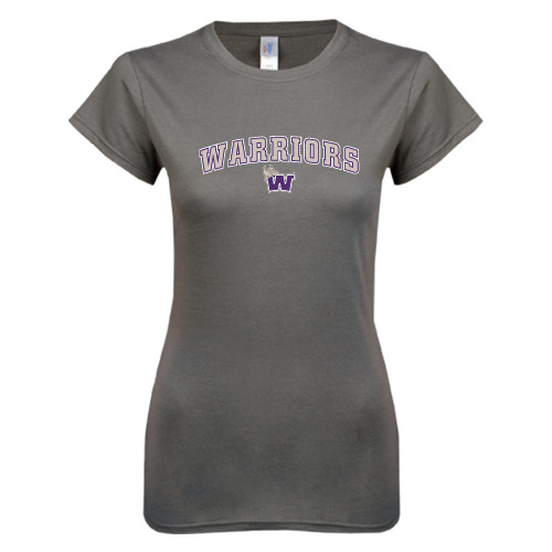  Next Level Womens Charcoal Boyfriend Tee - Arched Warriors w/ Waldorf W