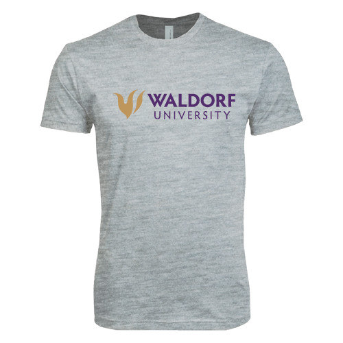 Next Level Heather Grey SoftStyle T Shirt - Waldorf University Academic Mark Flat