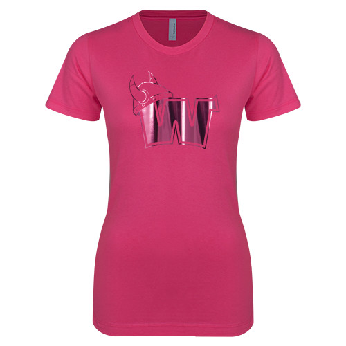  Next Level Womens Fuchsia Boyfriend Tee - Waldorf W Foil