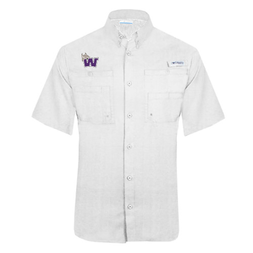  Columbia White Tamiami Performance Short Sleeve Shirt - Waldorf W