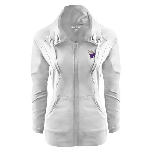  Womens White Sport Wick Stretch Full Zip Jacket - Waldorf W