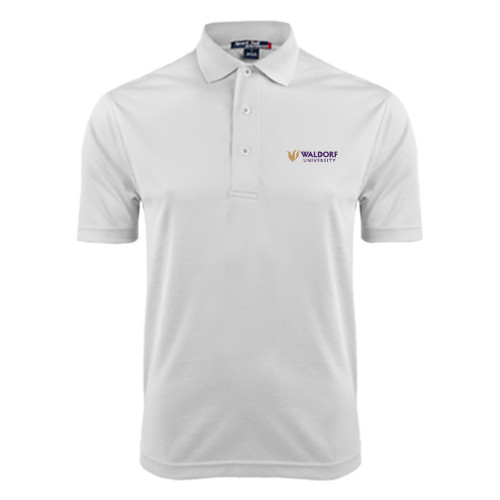 White Dry Mesh Polo - Waldorf University Academic Mark Flat