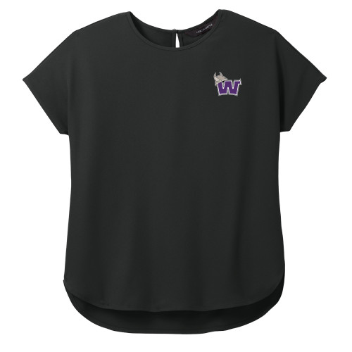  Mercer + Mettle Womens Black Stretch Crepe Crew - Waldorf W