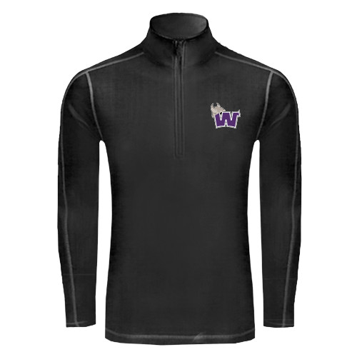  Sport Tek Black Sport Wick Stretch 1/2 Zip Pullover - Waldorf W