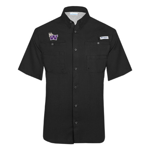  Columbia Black Tamiami Performance Short Sleeve Shirt - Waldorf W