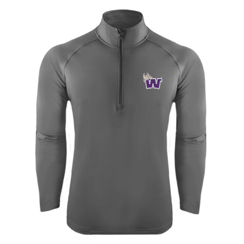  Sport Tek Charcoal Sport Wick Stretch 1/2 Zip Pullover - Waldorf W