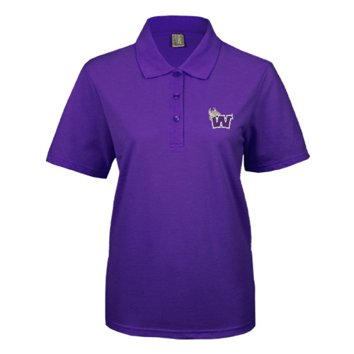  Womens Silk Touch Purple Pique Polo - Waldorf W