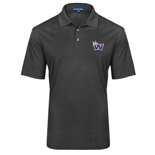  Charcoal Performance Fine Jacquard Polo - Waldorf W