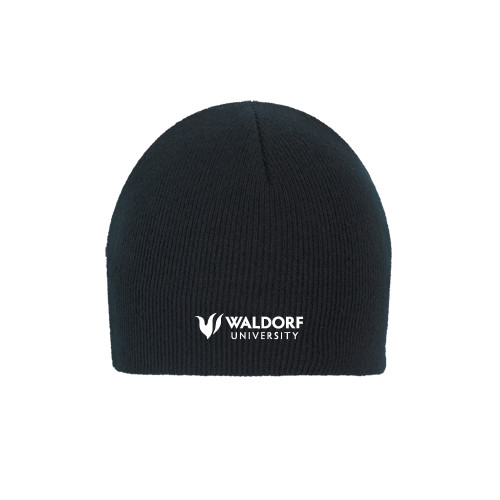  Black Knit Beanie - Waldorf University Academic Mark Flat