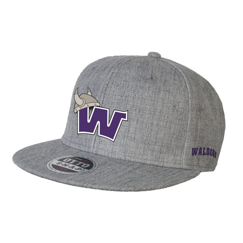  Heather Grey Wool Blend Flat Bill Snapback Hat - Waldorf W