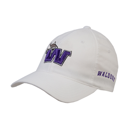  White Flexfit Structured Low Profile Hat - Waldorf W