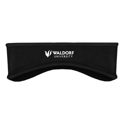  Black Stretch Fleece Headband - Waldorf University Academic Mark Flat