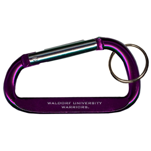  Purple Carabiner with Split Ring - Waldorf University Warriors Engraved