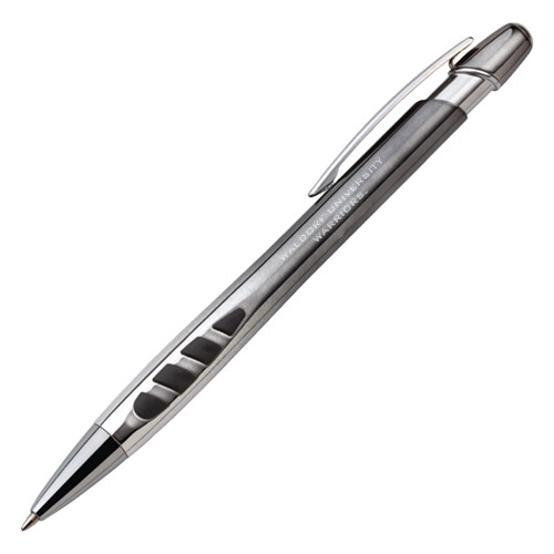  Veneno Metallic Charcoal Pen w/Blue Ink - Waldorf University Warriors Engraved