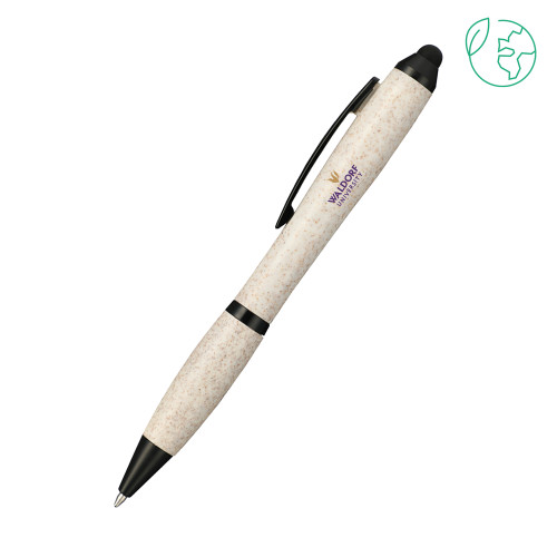  Nash Wheat Straw Ballpoint Beige Stylus Pen - Waldorf University Academic Mark Stacked
