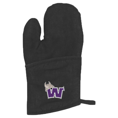  Quilted Canvas Black Oven Mitt - Waldorf W