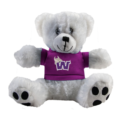  Plush Big Paw 8 1/2 inch White Bear w/Purple Shirt - Waldorf W