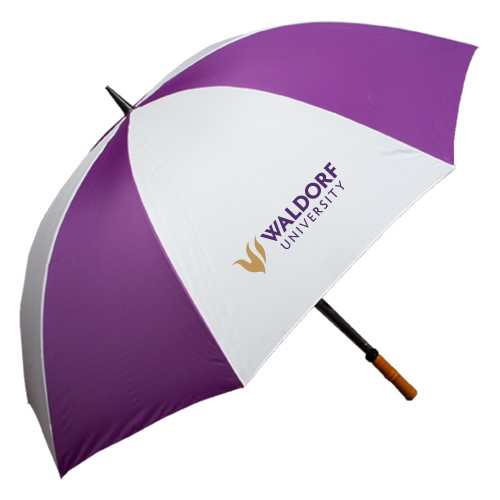  64 Inch Purple/White Umbrella - Waldorf University Academic Mark Flat