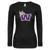 Thumbnail image for  Womens Black Long Sleeve V Neck Tee 