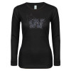 Thumbnail image for  Womens Black Long Sleeve V Neck Tee 