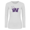 Thumbnail image for  Womens White Long Sleeve V Neck Tee