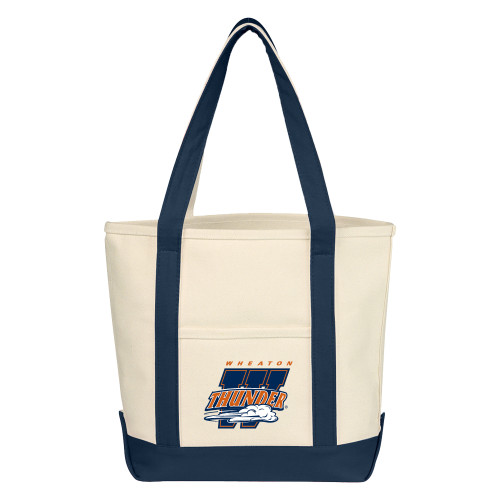  Cotton Canvas Natural/Navy Tote Bag - Primary Athletics Mark