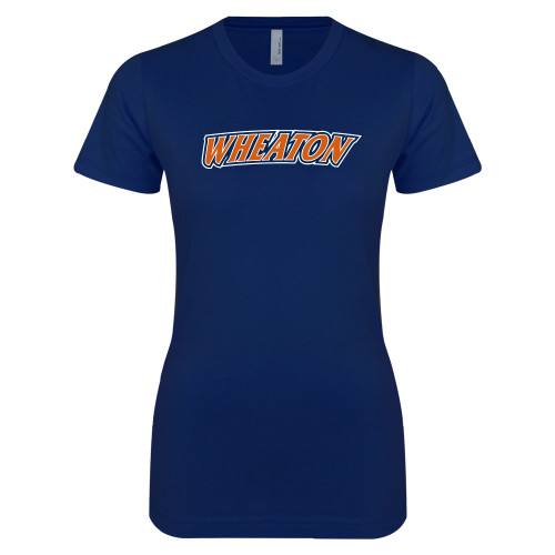 Next Level Womens Navy Boyfriend Tee - Athletics Wordmark