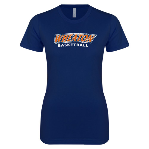  Next Level Womens Navy Boyfriend Tee - Wheaton Basketball