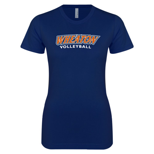  Next Level Womens Navy Boyfriend Tee - Wheaton Volleyball