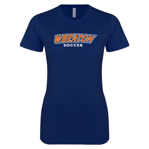  Next Level Womens Navy Boyfriend Tee - Wheaton Soccer