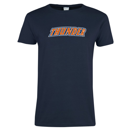  Womens Short Sleeve Navy Tee - Thunder Wordmark