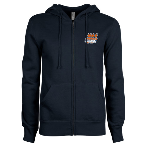  ENZA Womens Navy Fleece Full Zip Hoodie - Primary Athletics Mark
